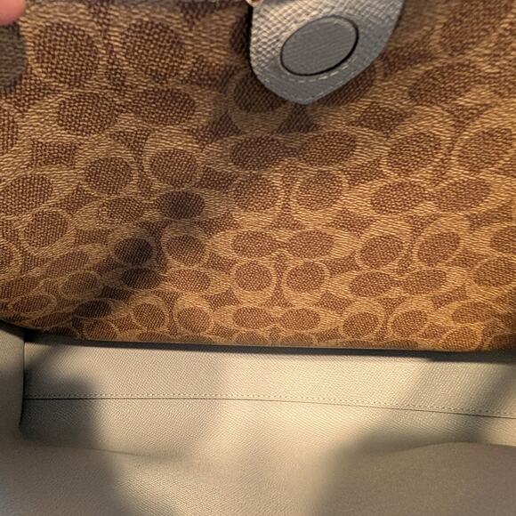 Coach Retail C0692 Willow Pebble Leather Tote In Colorblock Shoulder Bag Pewter - Picture 5 of 9